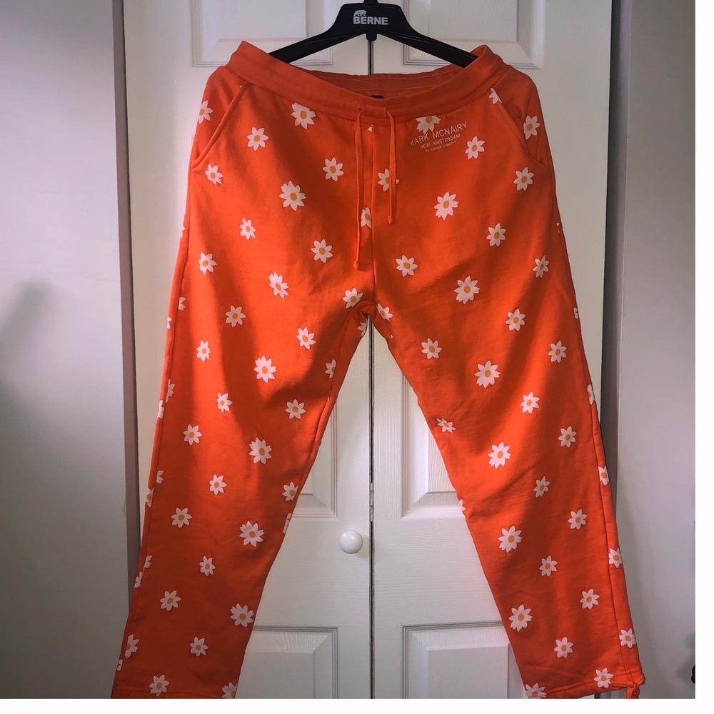 Mark McNairy x Anwar Carrots Orange Daisy Floral Sweatpants Mens Large Joggers